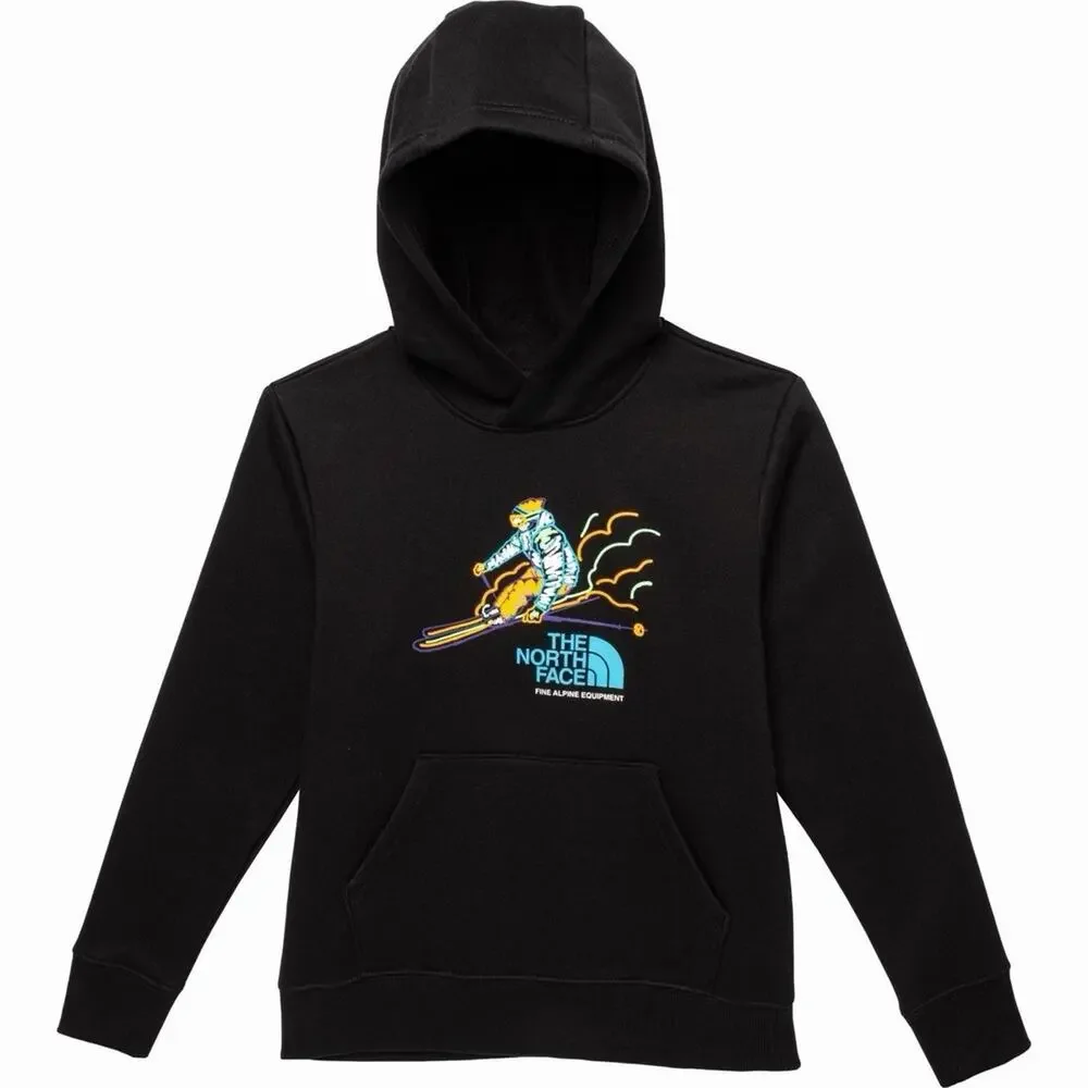 The North Face Boys' Camp Fleece Pullover Hoodie, Ski Graphic Black Size Med 10